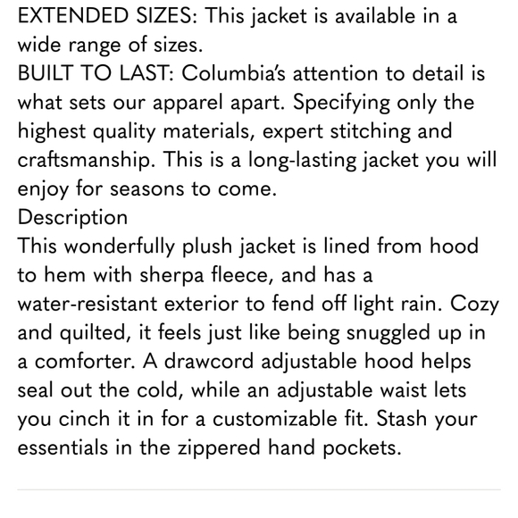 Columbia Ladies Plush Lined Jacket ~ BLACK - Picture 7 of 7